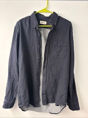 Taylor Stitch Navy Textured Button-Down Shirt